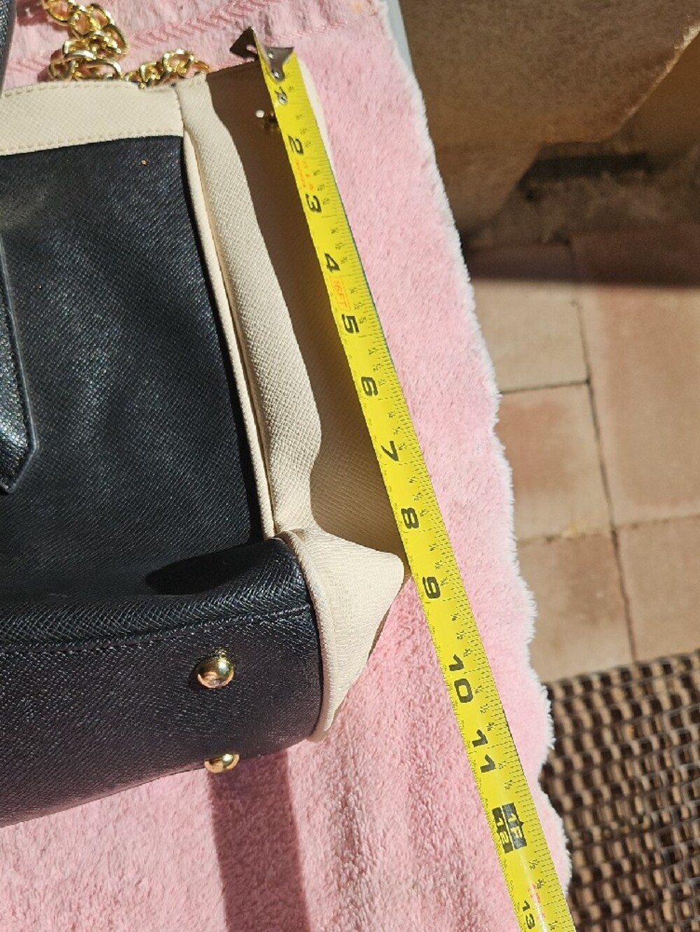 London Fog Black and Cream Structured Tote - Picture 3 of 11